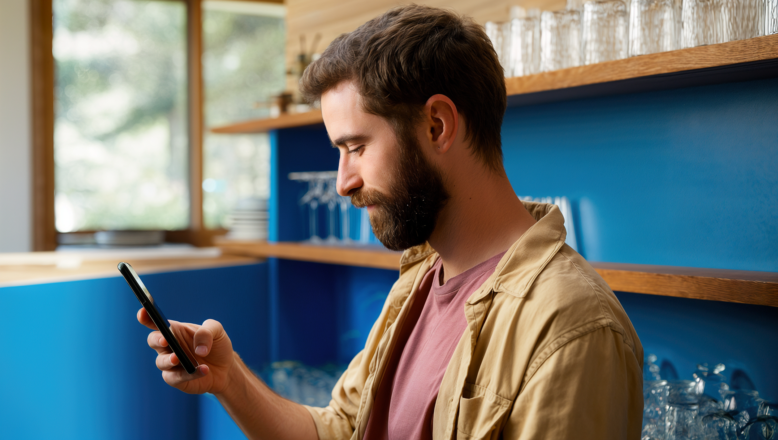 A hospitality owner checking supplier invoices on a phone